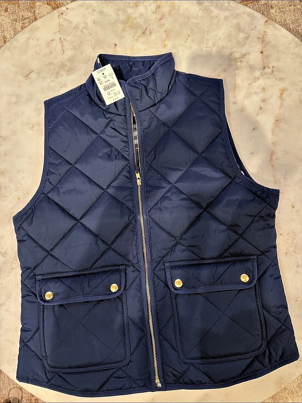 J.Crew Quilted Puffer Vest Blue Medium